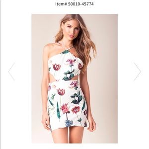 BLUE color floral bodycon dress